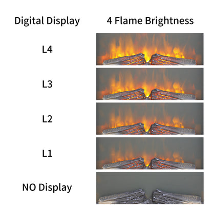 26 inch electric fireplace insert, ultra thin heater with log set & realistic flame, remote control with timer, overheating protection