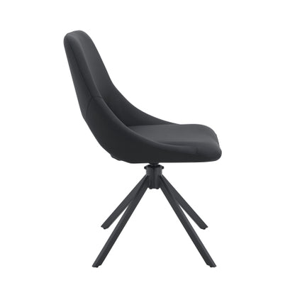 Swivel PU Leather Dining Chairs with Auto-Return, Set of 4, Black