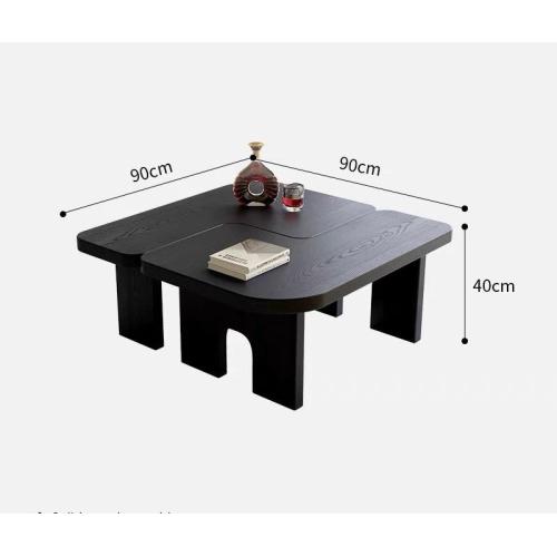 Modern Black Wooden Nesting Coffee Table, 70.86inch  Extendable Splicing Center Table