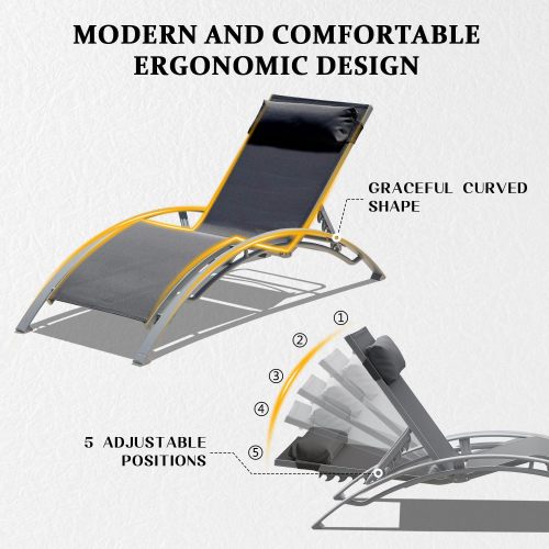 Pool Lounge Chairs Set of 3-Dark Grey (2 Lounge Chairs+1 Table)