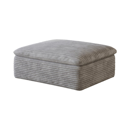 Grey Modular Compression Ottoman, Frameless High Density Sponge Foot Stool, Vacuum Packed Zero Assembly