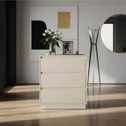 23.6inch Wide 3 Drawer Modern Nightstand, Beige Storage Bedside Table with Soft Close Drawers