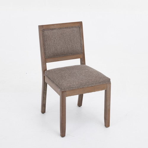 2-Piece Farmhouse Fabric Upholstered Dining Chairs, Mid-Century Solid Hardwood Side Chairs, Cushioned Coffee Chairs for Kitchen & Breakfast Nook