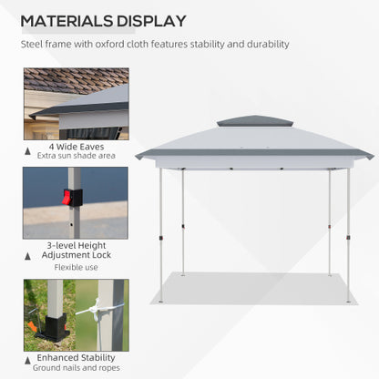 12' x 12' Pop Up Canopy Tent with Netting and Carry Bag, Instant Sun Shelter with 137 sq.ft Shade, Tents for Parties, Height Adjustable, for Outdoor, Garden, Patio, Gray