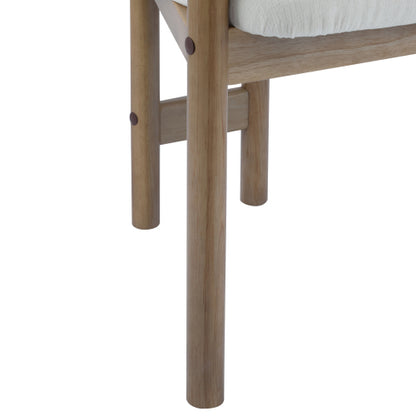 Set of 2 White Fabric King Louis Rubberwood Arm Dining Chairs, 300 LBS Weight Capacity