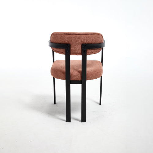 Set of 2 Mid-Century Boucle Tufted Dining Chairs, Matte Black Metal Leg Kitchen Accent Chairs