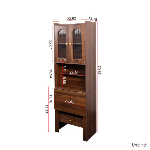 Fold Out Convertible Writing Table Multi-Functional Cabinet With Shelf Drawer Space Saving Home Office Desk
