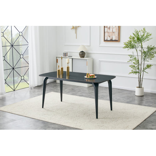 Modern Sintered Stone Dining Table with Metal Base, Luxury Style