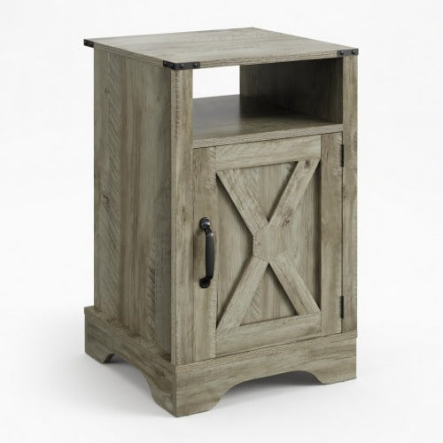 16inch Light Grey Farmhouse Charging Nightstand