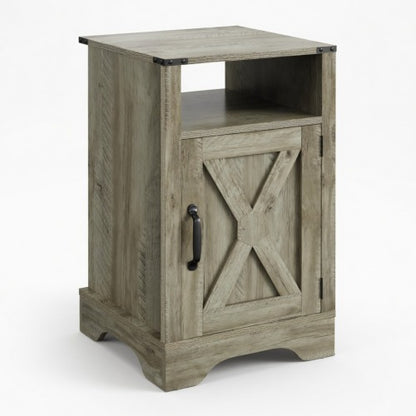 16inch Light Grey Farmhouse Charging Nightstand