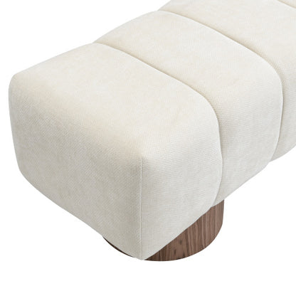 Upholstered Dining Bench for Dining Room, No-Assembly End of Bed Entryway Bench Ottoman for Bedroom Living Room, Beige Chenille Fabric, 300 LBS Weight Capacity