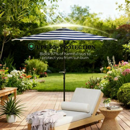 UPF 30+ Small Balcony Umbrella,Half Umbrella Outdoor Patio Umbrella,Vented Half Patio Umbrella with Crank Ribs, Porch Umbrella