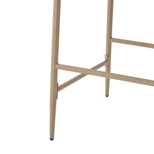 29.5inch Farmhouse Barstools Set of 2,Upholstered  Armless Iron Counter Stools with rattan Backrest for Kitchen Dining Island Table,Brown+Beige
