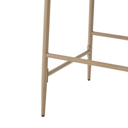 29.5inch Farmhouse Barstools Set of 2,Upholstered  Armless Iron Counter Stools with rattan Backrest for Kitchen Dining Island Table,Brown+Beige