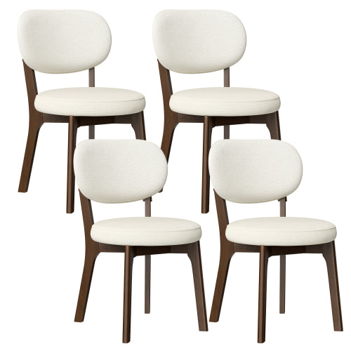 Solid Wood Dining Chairs Set of 4, Walnut Finish, Beige Chenille Upholstered