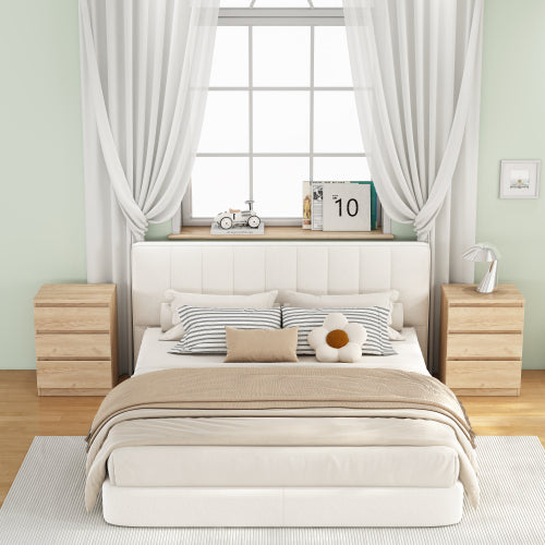 19.7-Inch Natural 3 Drawer Nightstand with Handle-Free Design