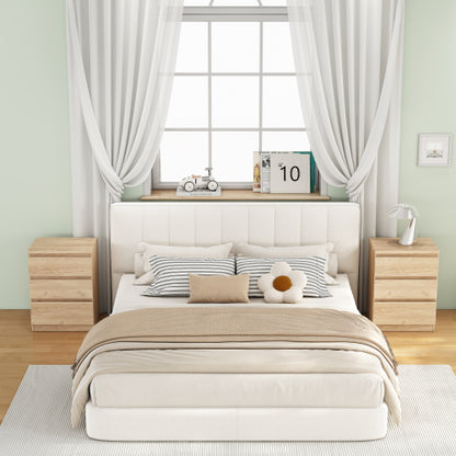 19.7-Inch Natural 3 Drawer Nightstand with Handle-Free Design