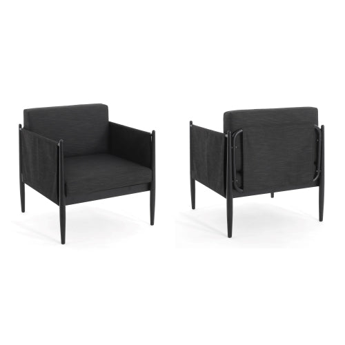 DAWSON OUTDOOR PATIO 2PCS BLACK ALUMINUM CLUB CHAIR