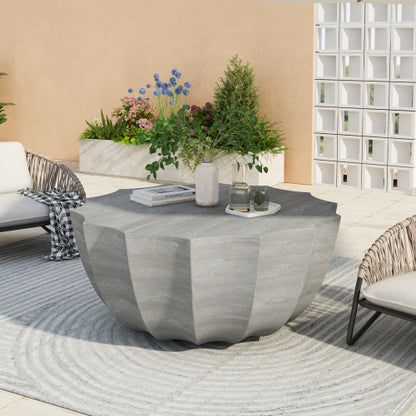 35.43" Modern Outdoor and Indoor Waterproof Coffee Table, Durable MgO Cement Design, Suitable for Terraces, Gardens, Backyards and Living Rooms (Marble white)