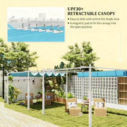 Outdoor Pergola,Retractable Pergola Canopy with Magnetic Fixture