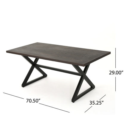 Rolando Outdoor Aluminum Dining Table with Steel Frame, Brown / Black