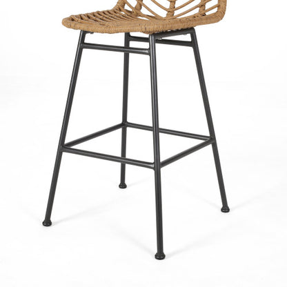 Sawtelle Outdoor Wicker Barstools (Set of 2)