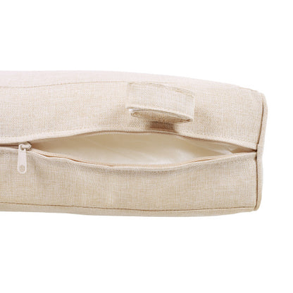 Patio Lounge Chair, Outdoor Club Chair with Beige Cushion and White Acacia Wood Frame