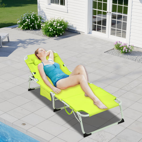 3-in-1 Heavy Duty Tanning Chair with Face Hole Adjustable 5-Position Folding Chaise Lounge Chairs for Outside Portable Lay Flat Beach Lounge Chair for Outdoor Sunbathing Patio Pool Lawn Camping Deck P