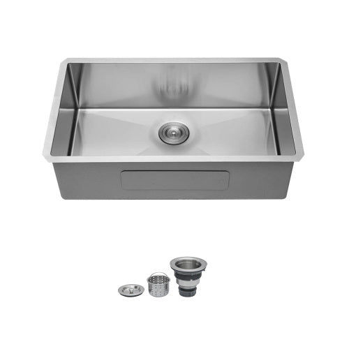 33 Inch Undermount Sink - 33" x 19" x 9" Undermount Stainless Steel Kitchen Sink 16 Gauge 9 Inch Deep Single Bowl Kitchen Sink Basin, Includes Drain Assembly (No Additional Accessories)