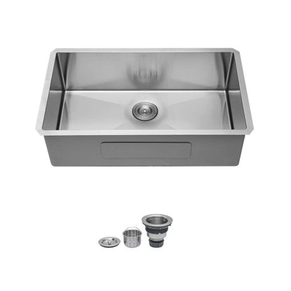 33 Inch Undermount Sink - 33" x 19" x 9" Undermount Stainless Steel Kitchen Sink 16 Gauge 9 Inch Deep Single Bowl Kitchen Sink Basin, Includes Drain Assembly (No Additional Accessories)