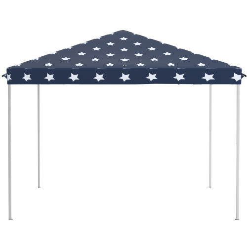 10' x 10' Pop Up Canopy Tent with Netting, Instant Gazebo, Ez up Screen House Room with Carry Bag, Height Adjustable, for Outdoor, Garden, Patio, American Flag