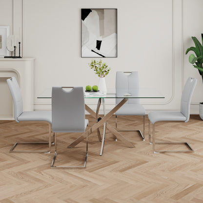 Set of 2 Faux Leather Dining Chairs with Chrome Legs, Modern Kitchen Seating Chairs
