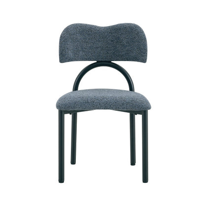 Breathable Fabric Dining Chairs with Black Metal Frames, Set of 2, Blue Gray