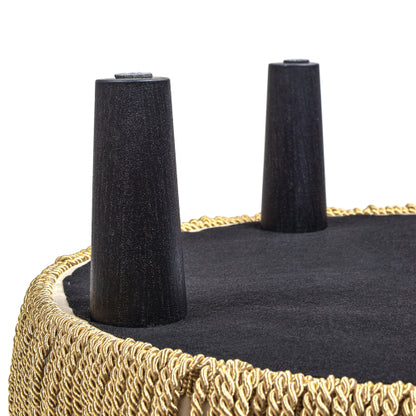 24 inch Round Upholstered Accent Ottoman, Fawn Brown Performance Velvet Decorative Stool