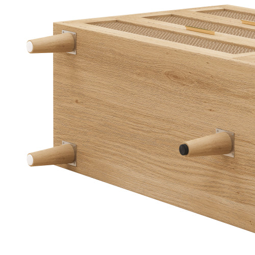Natural Tone 6-Drawer Rattan Storage Cabinet Anti-Tipping Design Household Bedroom Living Room Multi-Functional Drawer Chest
