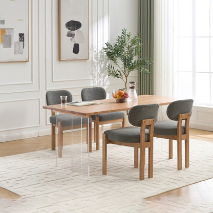 Wooden Dining Chairs Set of 2, Fabric Upholstered Farmhouse Chairs with Thick Cushion and Chenille Seat