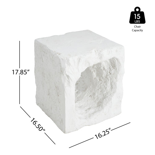 Lyra Outdoor Patio Karst Cave Inspired MGO Side Table, White
