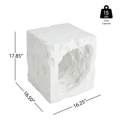 Lyra Outdoor Patio Karst Cave Inspired MGO Side Table, White