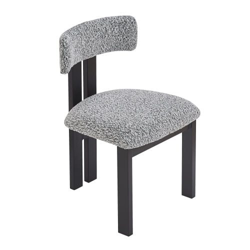 Armless Upholstered Dining Chairs with Black Metal Legs, Set of 2, Black/White