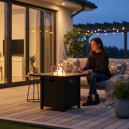 30" Black Powder-Coated Metal Fire Pit