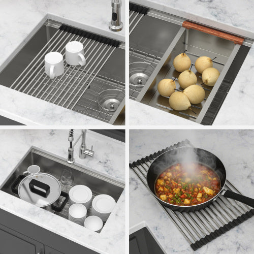 30" Undermount Kitchen Sink - 30*19*9 inch Single Bowl 16 Gauge Stainless Steel Ledge Workstation Kitchen Sinks