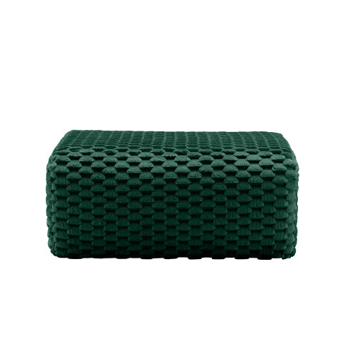 Green Flannelette Modular Ottoman, Pre-Assembled Upholstered Stool with Ergonomic Curved Armrest