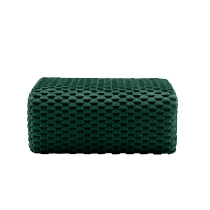 Green Flannelette Modular Ottoman, Pre-Assembled Upholstered Stool with Ergonomic Curved Armrest