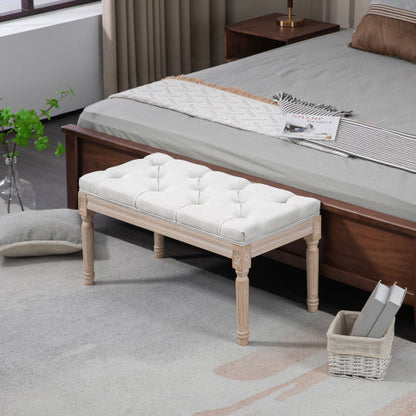32inch  End of Bed Bench, Upholstered Bedroom Bench, Cream White