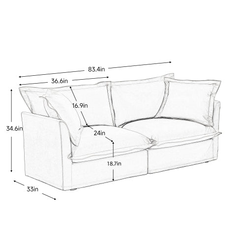 Green Slipcovered Chenille Deep-Seat 2-Seat Sofa,Removable Cover