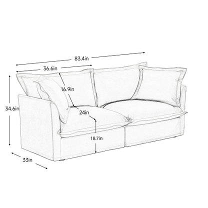 Green Slipcovered Chenille Deep-Seat 2-Seat Sofa,Removable Cover
