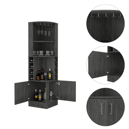 Bar Cabinet, Eight Bottle Cubbies, Two Large Open Shelves