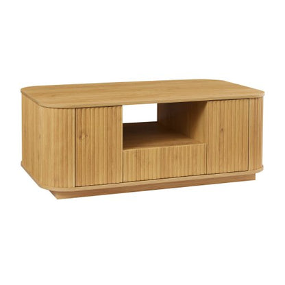 46.5inch  Oval Modern Luxury Coffee Table with Storage, Natural