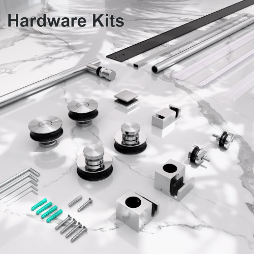 56"-60"W x 72"H Frameless Single Sliding Shower Door – 5/16" (8mm) Clear Tempered Glass, Bypass Design with Brushed Nickel Finish