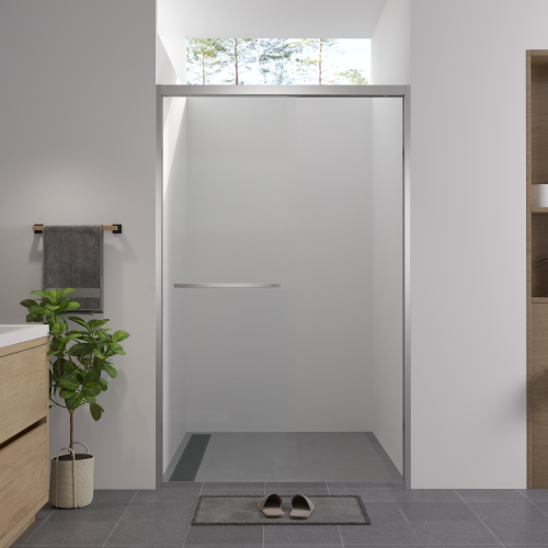 44-48"x76" Aluminum Frame Double Sliding Shower Door,Bypass Bathroom Sliding Door with Premium 1/4" (6mm) Clear Tempered Glass, Chrome Hardware Sliding Glass Shower Enclosure,Chrome Finished
